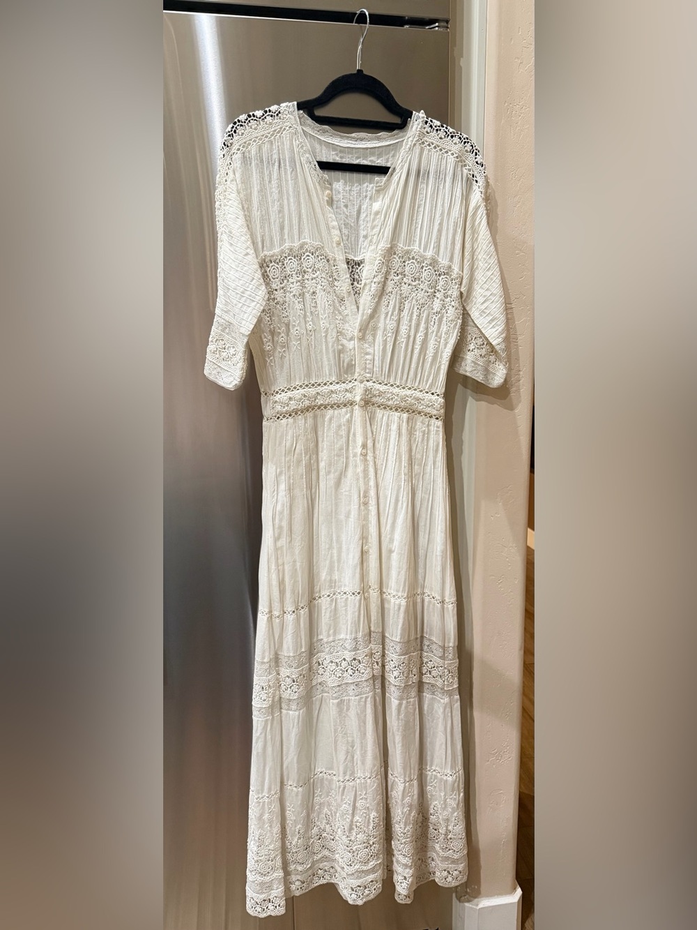 LoveShackFancy Ivory Lace Maxi Dress